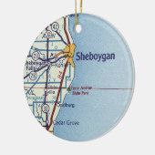 Sheboygan WI Map Keramisch Ornament (Links)