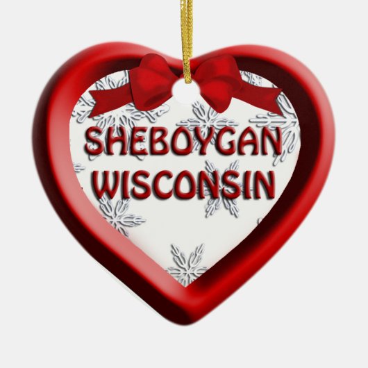 Sheboygan Wisconsin Coeur ornement de Noël (Devant)
