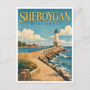 Sheboygan Wisconsin North Pier GeoSaga Briefkaart