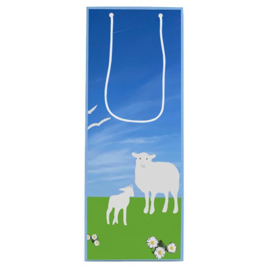 Sheep and Lamb editable Easter Wijn Cadeautas (Voorkant)
