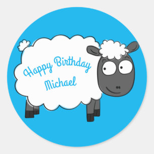 Sheep Birthday Party Cute Cartoon Ronde Sticker
