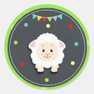 Sheep Boerderij Barnyard Animal Birthday Baby show Ronde Sticker