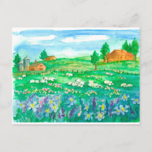 Sheep Boerderij House Wildflowers We hebben verhui Briefkaart