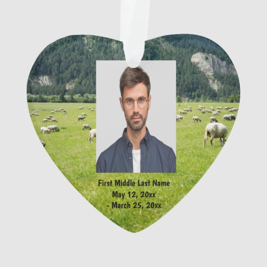 Sheep Boerderij Shepherd Dated Photo Custom Ornament (achterkant)