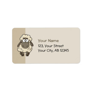 Sheep Cartoon Beige Etiket