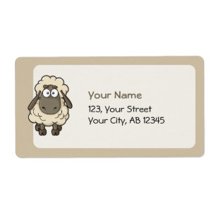 Sheep Cartoon Beige Etiket