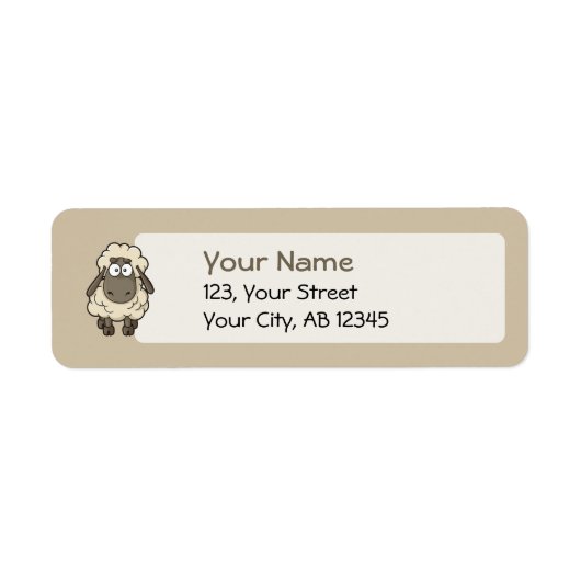 Sheep Cartoon Beige Etiket (Voorkant)