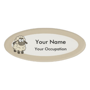 Sheep Cartoon Beige Naambadge