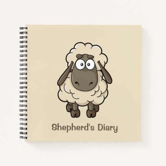 Sheep Cartoon Beige Notitieboek (Voorkant)