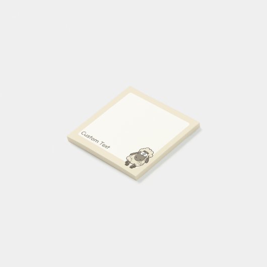 Sheep Cartoon Beige Post-it® Notes (Schuin)