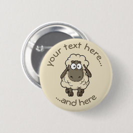 Sheep Cartoon Beige Ronde Button 5,7 Cm