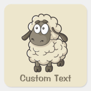 Sheep Cartoon Beige Vierkante Sticker