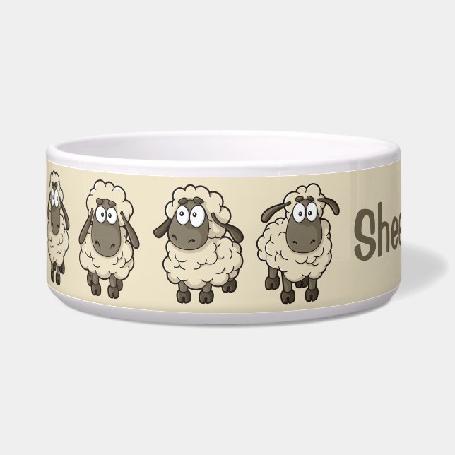 Sheep Cartoon Beige Voerbakje (Links)