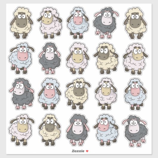 Sheep Cartoon Icon Set Sticker (Vel)
