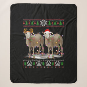 Sheep Christmas Tree Lights Santa Animal Gift Sherpa Deken