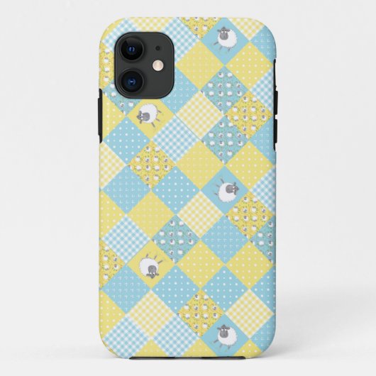Sheep, Country Faux Patchwork iPhone 5/5s Coque (Dos)