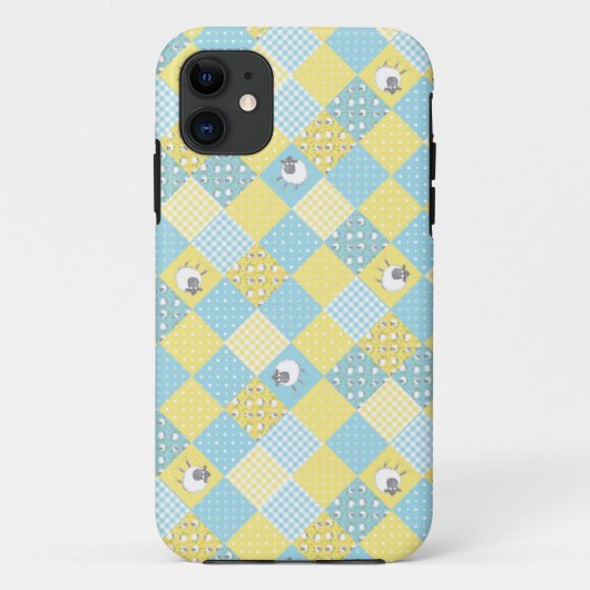 Sheep, Country Faux Patchwork iPhone 5/5s Coque (Dos)