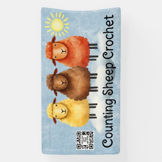 Sheep crochet knitting craft show booth display spandoek (Verticaal)