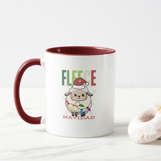 Sheep Cute Fleece Navidad Christmas Pun Mug (Avec donut)