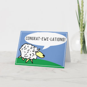 Sheep Design Cartoon met Awful Pun Kaart