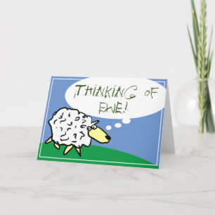 Sheep Design Cartoon met Thinking of Ewe Pun Kaart