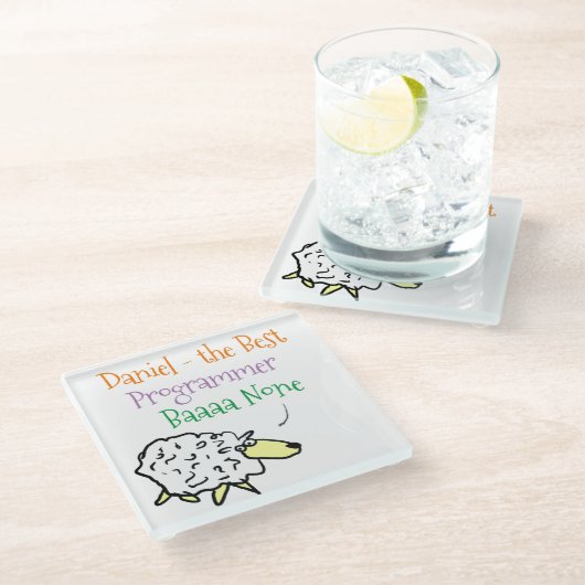 Sheep Design for a Programmer Glass Onderzetter Glazen Onderzetter (Schuin)