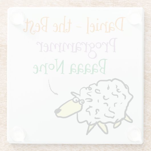 Sheep Design for a Programmer Glass Onderzetter Glazen Onderzetter (Achterkant)