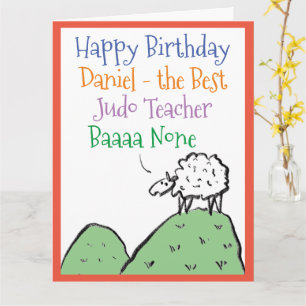 Sheep Design Happy Birthday voor een Judo-leraar Kaart