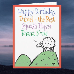 Sheep Design Happy Birthday voor een Squash Player Kaart