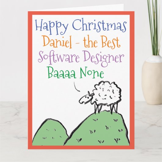 Sheep Design Happy Chr aan een Software Designer C Kaart (Voorkant)