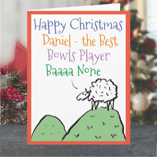 Sheep Design Happy Kerstmis met Bowls-speler Kaart