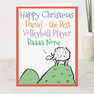Sheep Design Happy Kerstmis tot Volleyball Player Kaart