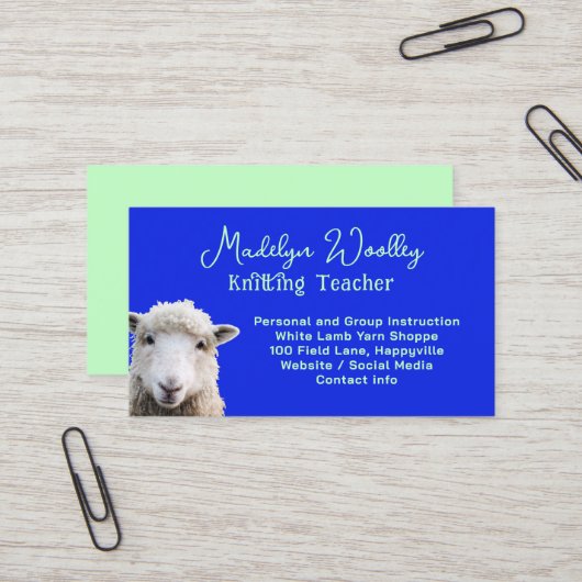 Sheep Face Custom Garen Fiber Craft Shop Visitekaartje (Voorkant / Achterkant in situ)