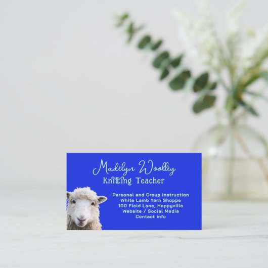 Sheep Face Custom Garen Fiber Craft Shop Visitekaartje (Staand voorkant)