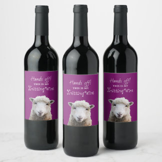 Sheep Face Knitting Wine Gezegde Aangepast label Wijn Etiket