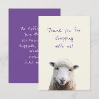 Sheep Face Petite entreprise Merci Cartes de notes