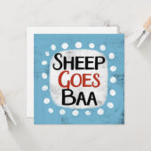 Sheep Goes Baa Carte de voeux (Devant/Arrière en situation)