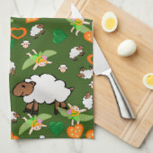 Sheep Green Orange Hearts Fairy Cuisine Serviette (Quart Plié)