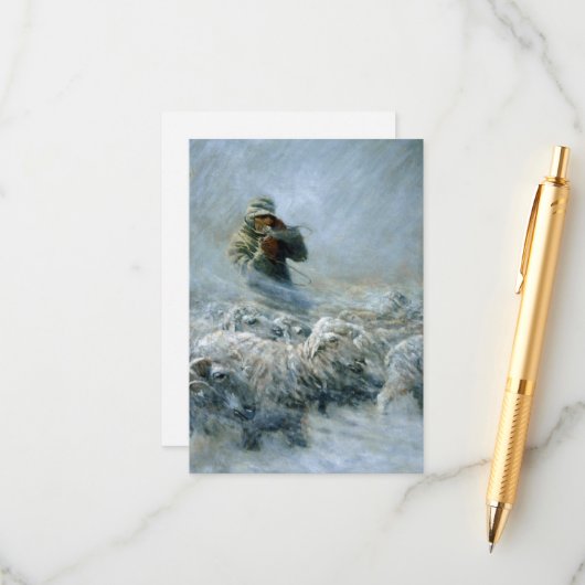 Sheep Herder, Storm door Newell Convers Wyeth Informatiekaartje (Voorkant / Achterkant in situ)