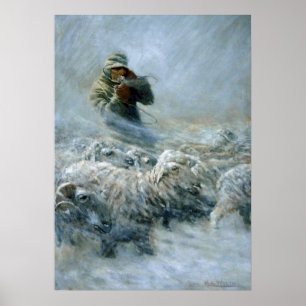 Sheep Herder, Storm door Newell Convers Wyeth Poster