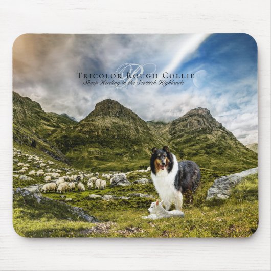 Sheep Herding Tricolor Rough Collie - Gepersonalis Muismat (Voorkant)