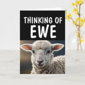 SHEEP LAMB FUNNY PUN HELLO Cartes de voeux (Fleur jaune)