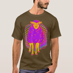 Sheep Lover 80s Vaporwave Art Boerderij Animal Far T-shirt