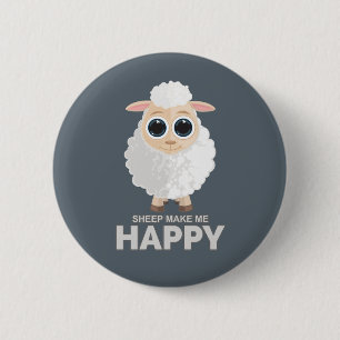 Sheep maakt me gelukkig ronde button 5,7 cm