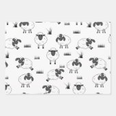 Sheep Pattern - Black and White Inpakpapier Vel (Voorkant)