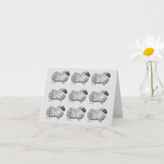 Sheep Pattern Light Grey Note Kaart (Kleine Plant)