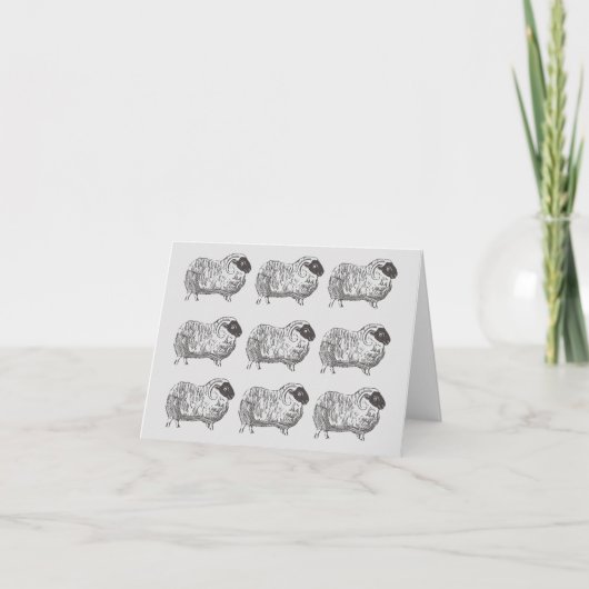 Sheep Pattern Light Grey Note Kaart (Voorkant)