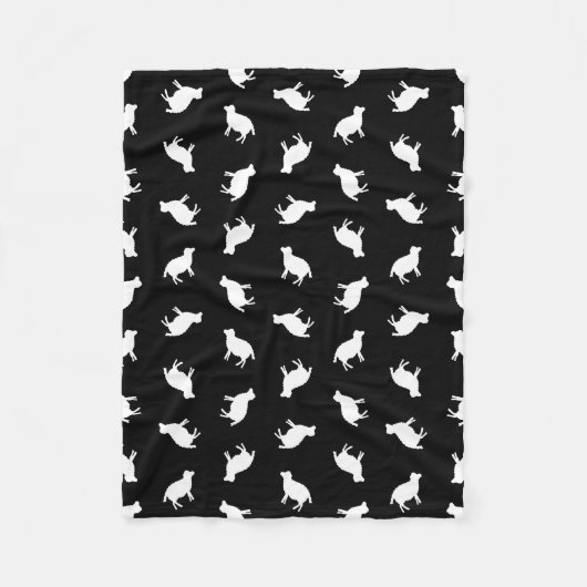 Sheep Print Pattern Sheep Silhouettes Design Black Fleece Deken (Voorkant)