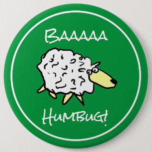 Sheep Says Baaaa Humbug - Kerstmis Ronde Button 6,0 Cm