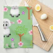 Sheep Trees Floral Kitchen Hand Towel Theedoek (Quarter Fold)